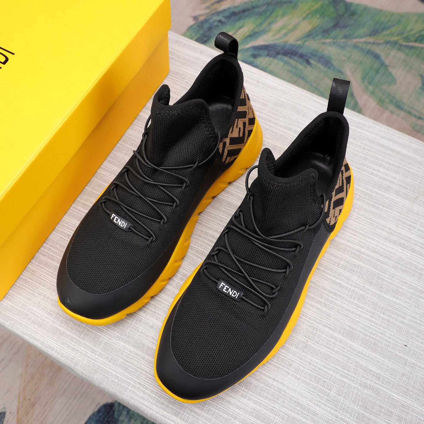 Fendi Black Tech Mesh High-Tops Sneakers - DopestKickz