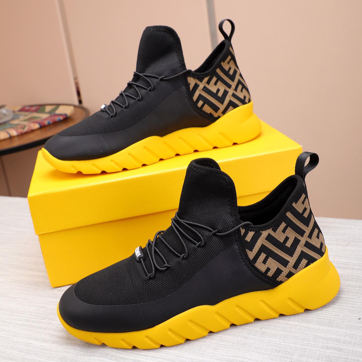 Fendi Black Tech Mesh High-Tops Sneakers - DopestKickz
