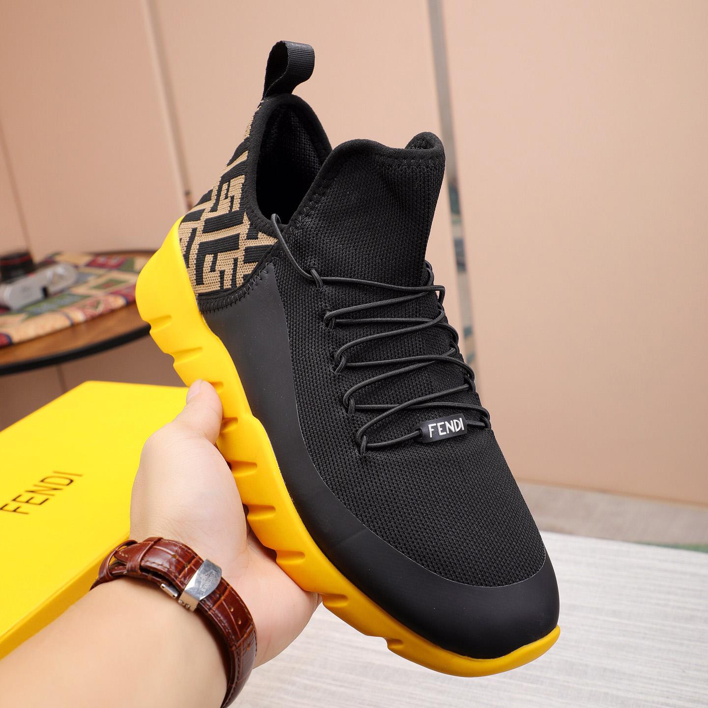 Fendi Black Tech Mesh High-Tops Sneakers - DopestKickz