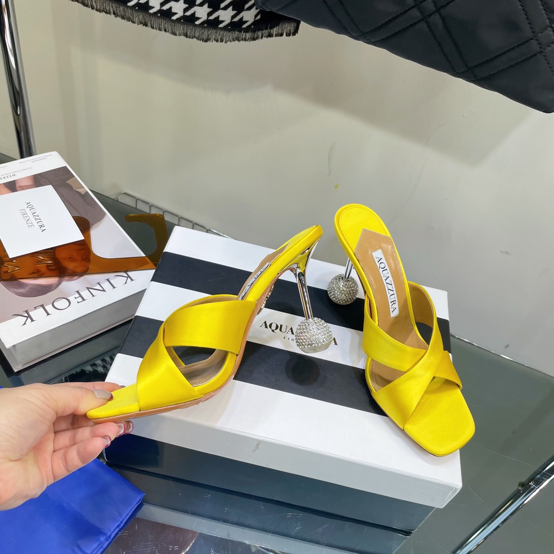 Aquazzura Darling Satin Sculptural-Heel Mules - DopestKickz