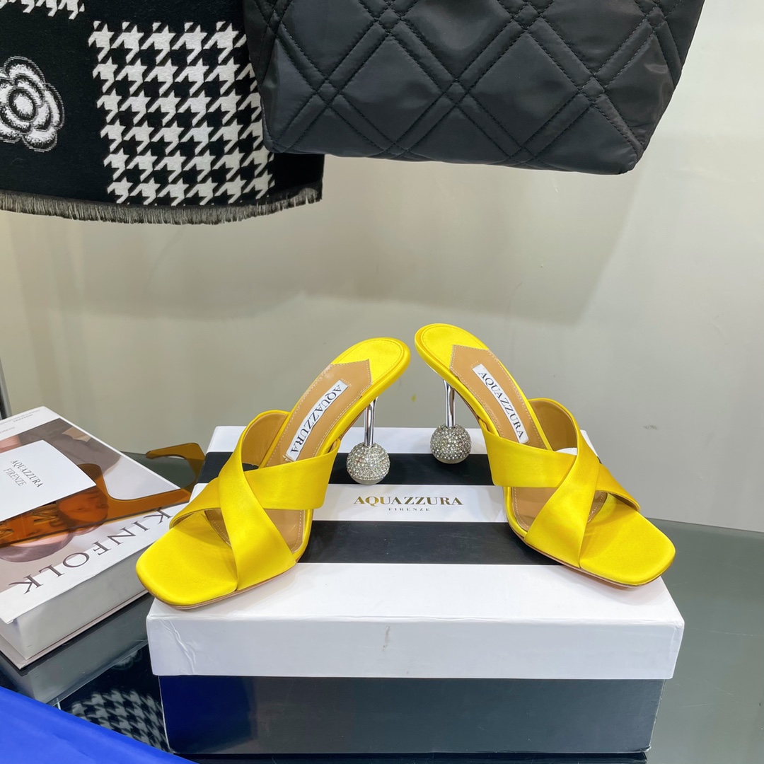 Aquazzura Darling Satin Sculptural-Heel Mules - DopestKickz