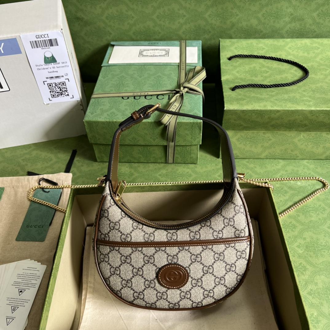 Gucci Half-Moon-Shaped Mini Bag With Interlocking G(22-12.5-5cm)   - DopestKickz