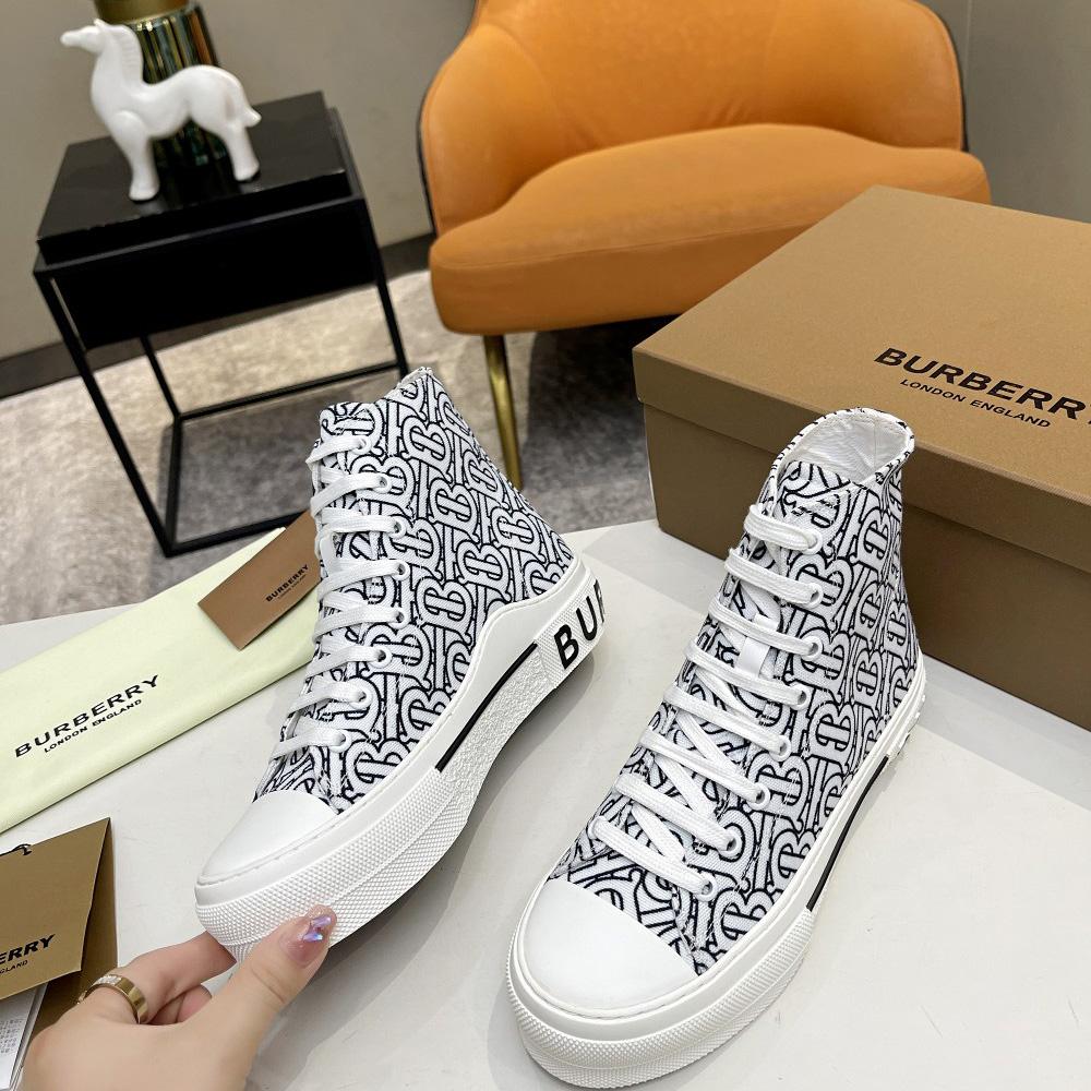 Burberry Vintage Monogram Print Cotton High-top Sneakers - DopestKickz