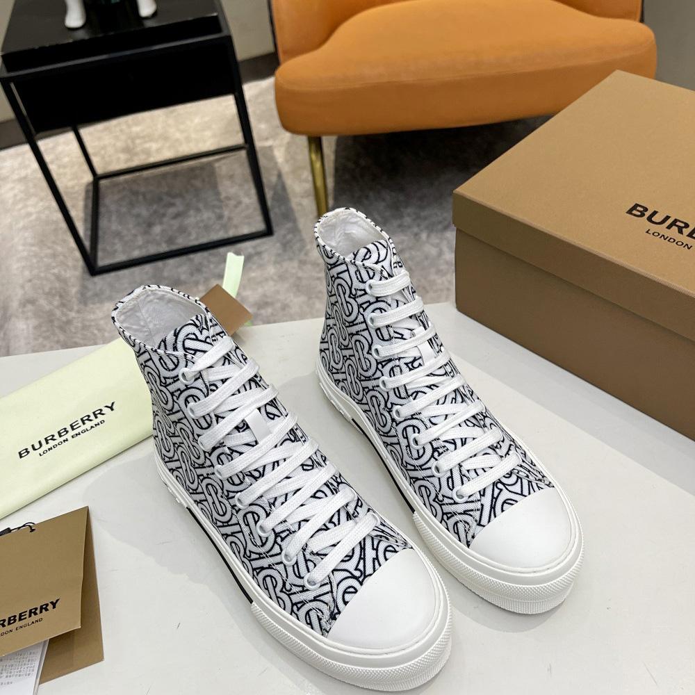 Burberry Vintage Monogram Print Cotton High-top Sneakers - DopestKickz