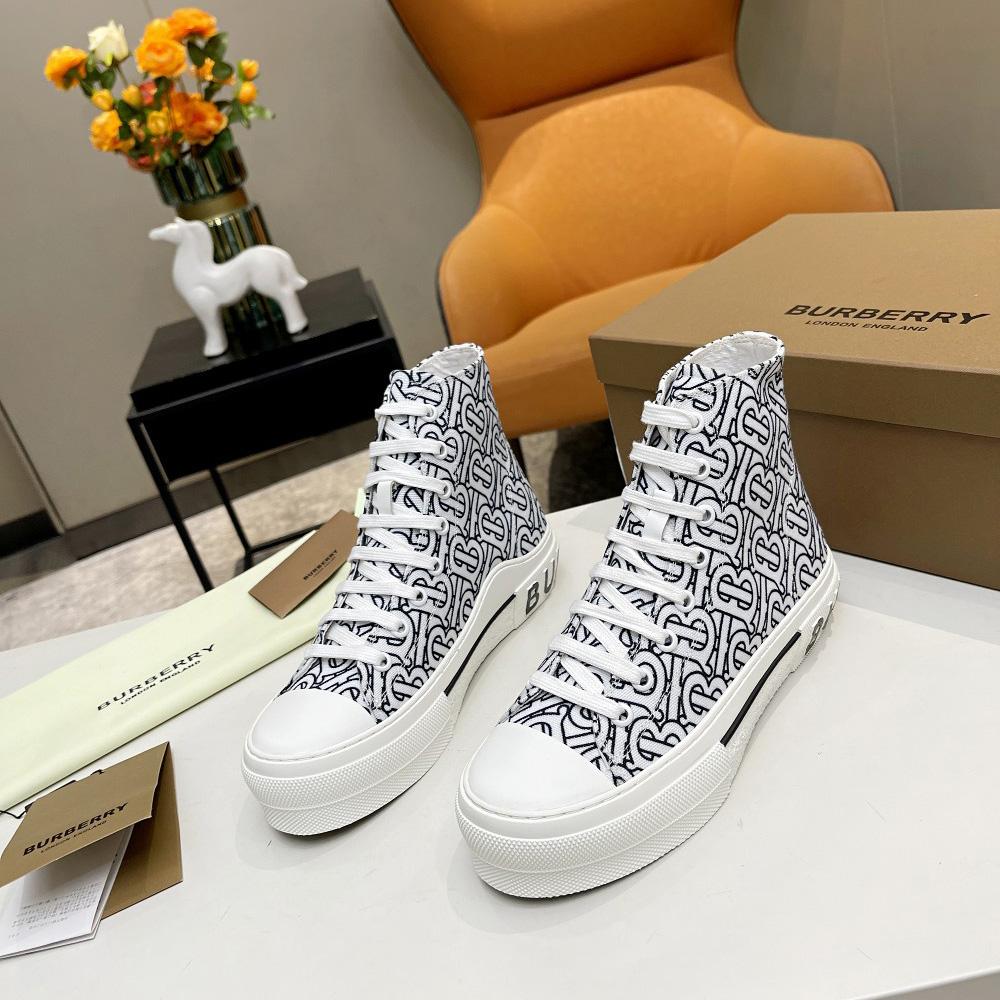 Burberry Vintage Monogram Print Cotton High-top Sneakers - DopestKickz