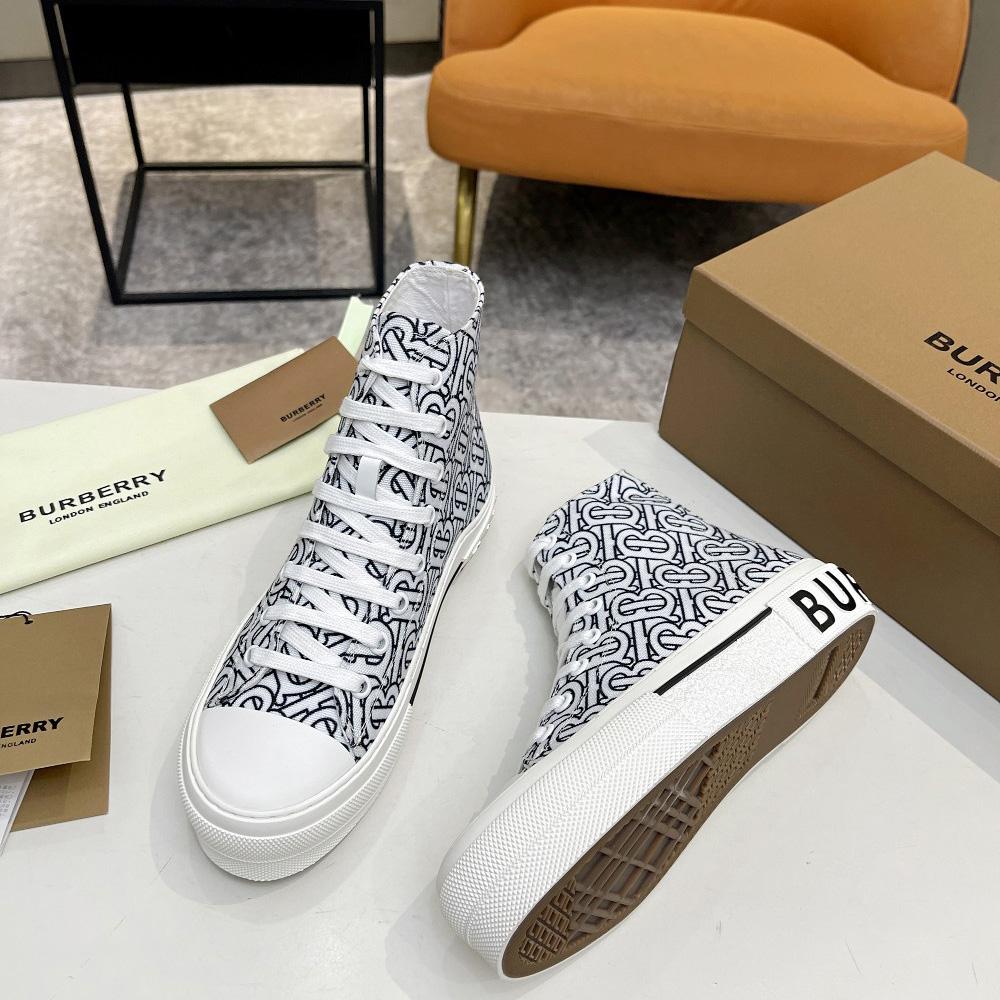 Burberry Vintage Monogram Print Cotton High-top Sneakers - DopestKickz