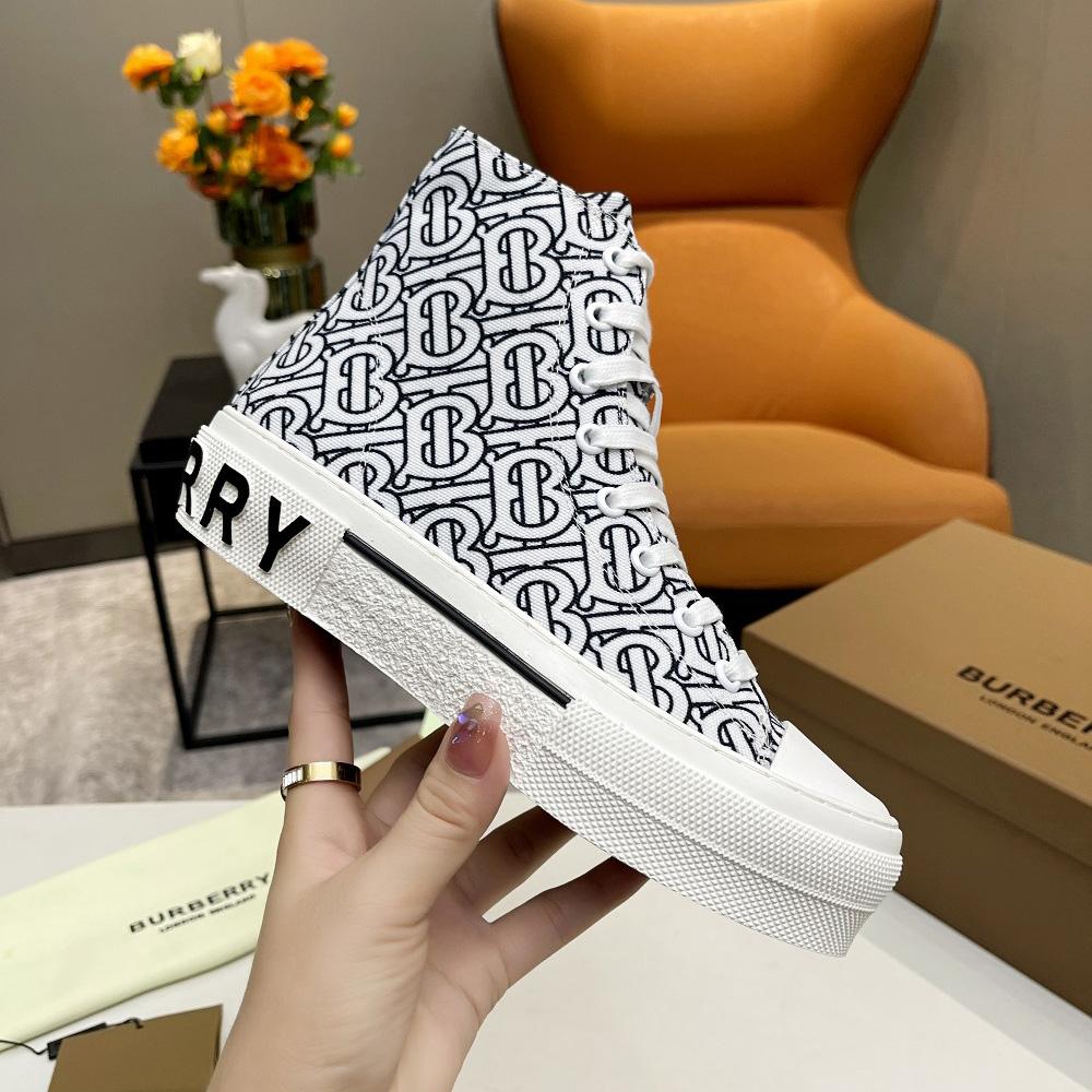 Burberry Vintage Monogram Print Cotton High-top Sneakers - DopestKickz