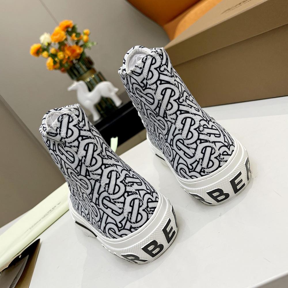 Burberry Vintage Monogram Print Cotton High-top Sneakers - DopestKickz