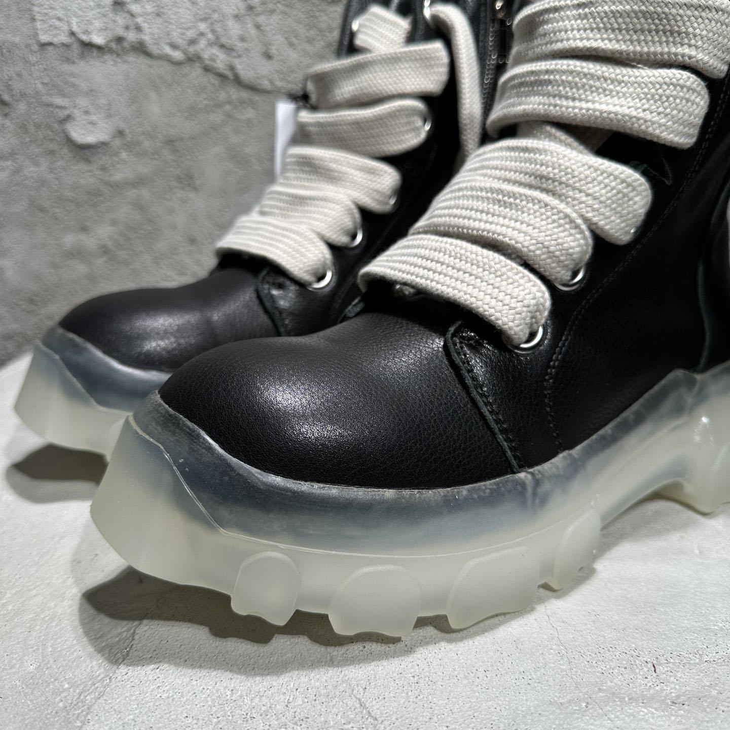 Rick Owens Beatle Lace Up Boots In Black - DopestKickz