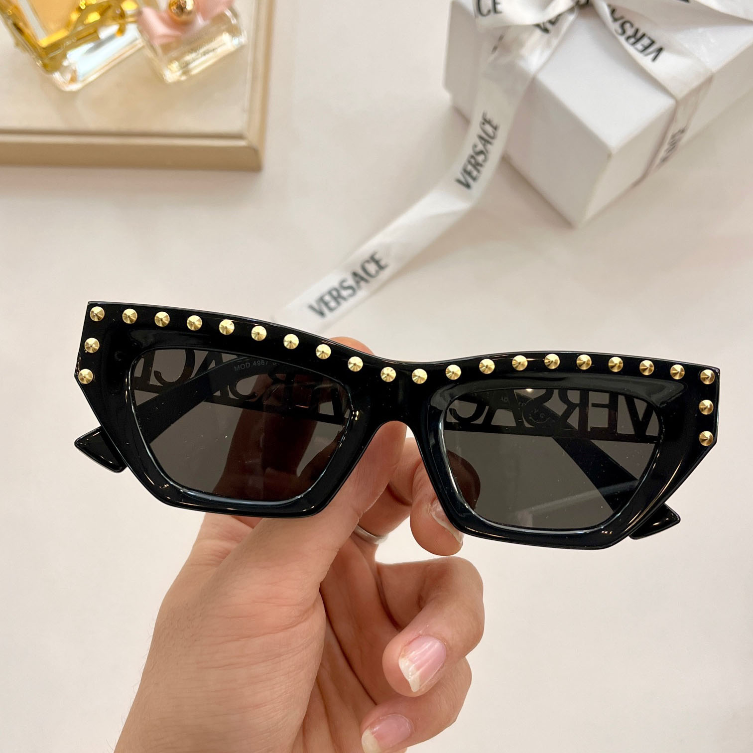 Versace 90s Vintage Logo Cat-Eye Sunglasses     VE4967  - DopestKickz