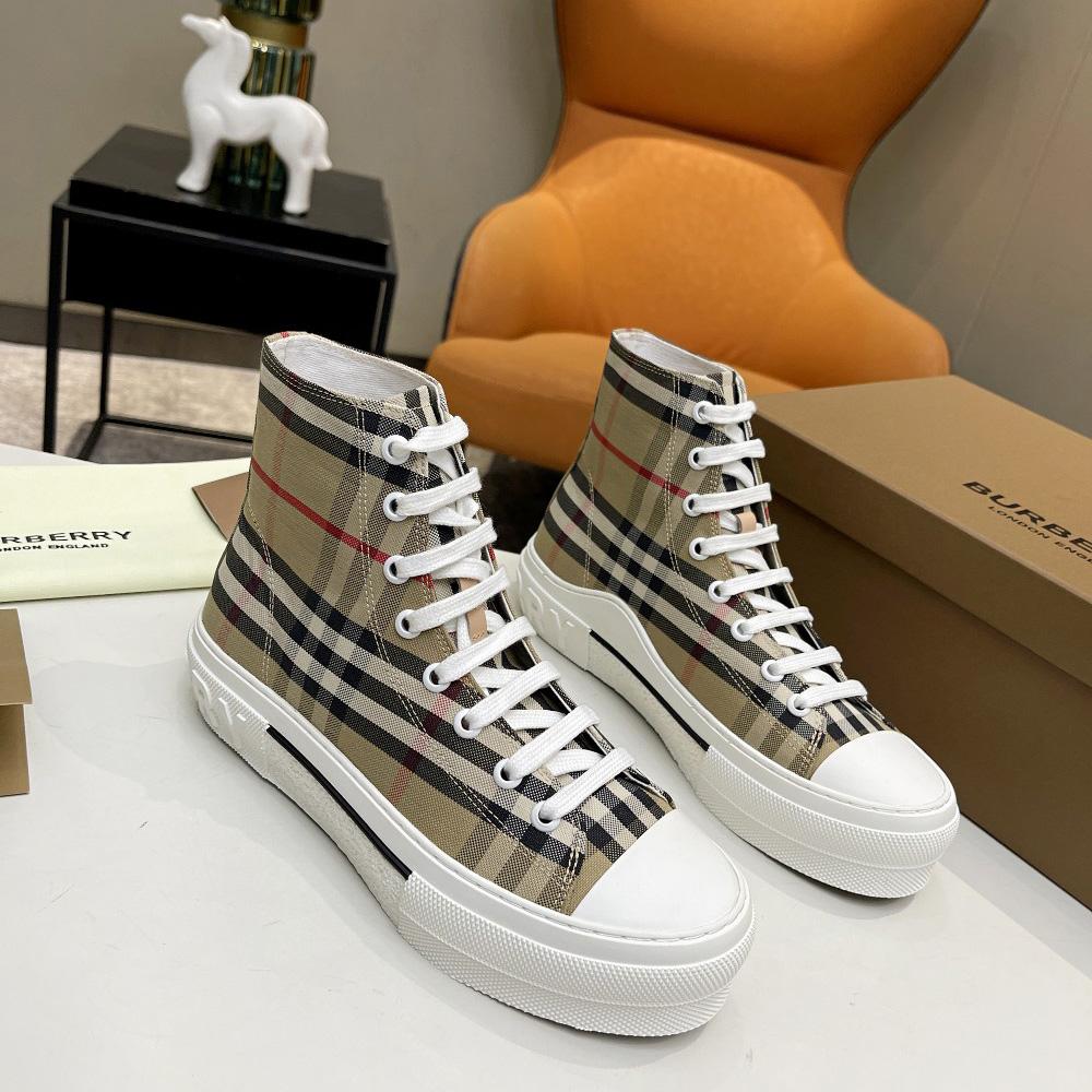 Burberry Vintage Check Cotton High-top Sneakers - DopestKickz