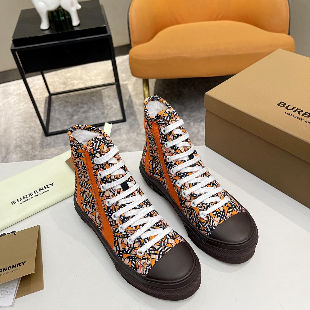 Burberry Vintage Monogram Print Cotton High-top Sneakers - DopestKickz