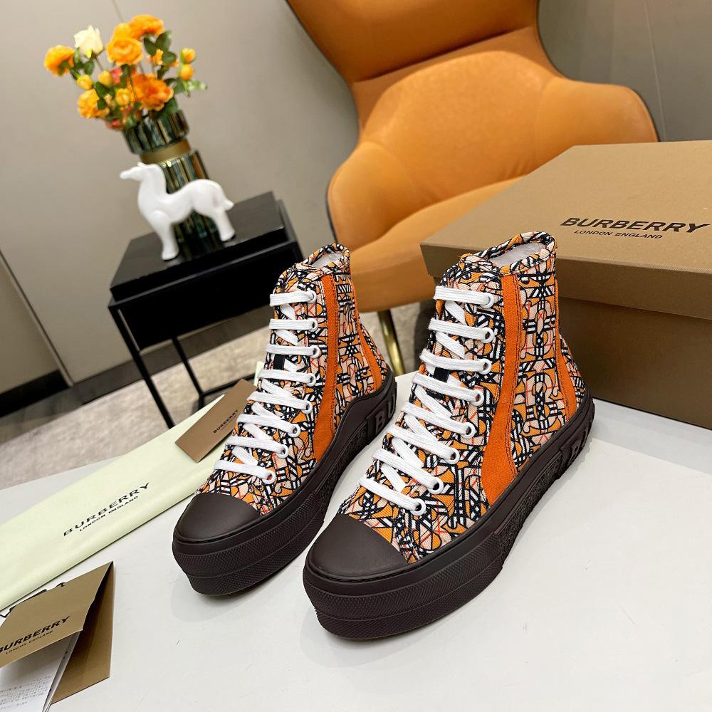 Burberry Vintage Monogram Print Cotton High-top Sneakers - DopestKickz