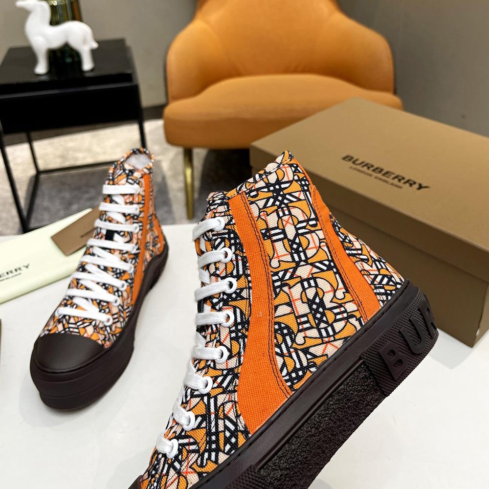 Burberry Vintage Monogram Print Cotton High-top Sneakers - DopestKickz
