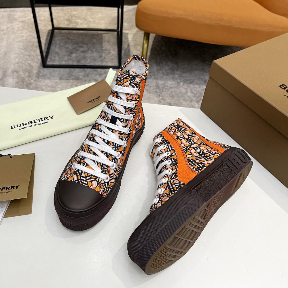 Burberry Vintage Monogram Print Cotton High-top Sneakers - DopestKickz