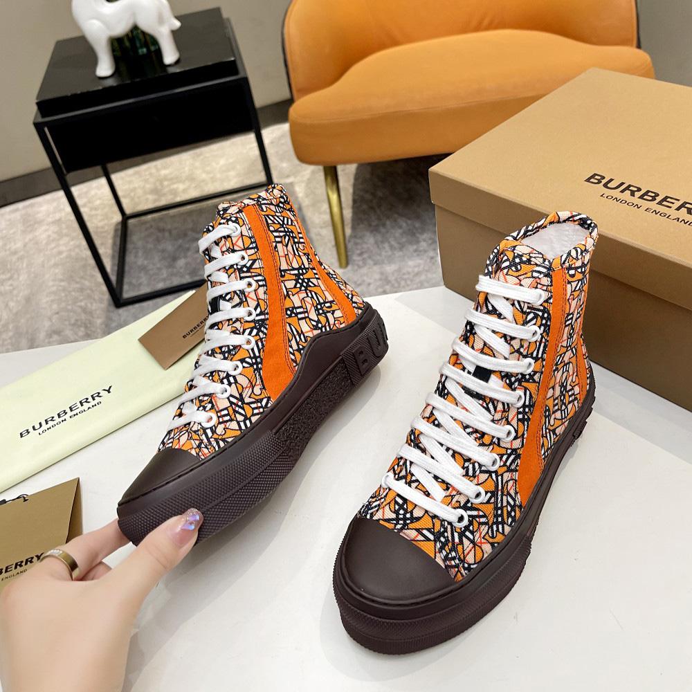 Burberry Vintage Monogram Print Cotton High-top Sneakers - DopestKickz