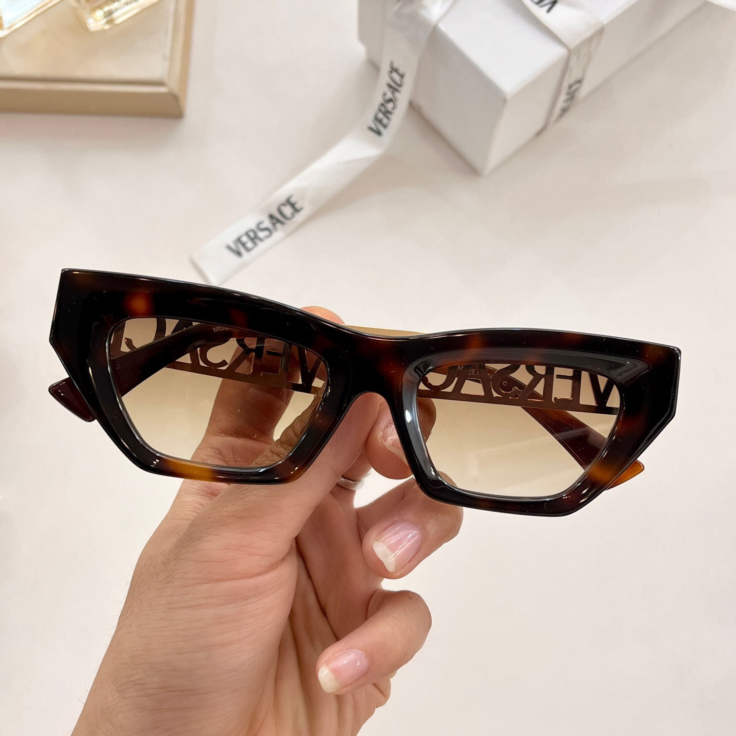 Versace 90s Vintage Logo Cat-Eye Sunglasses     VE4967  - DopestKickz