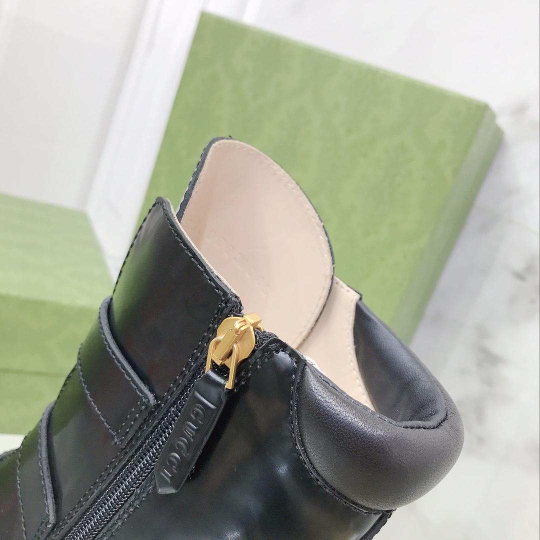 Gucci Women's Black Leather Ankle Boots - DopestKickz