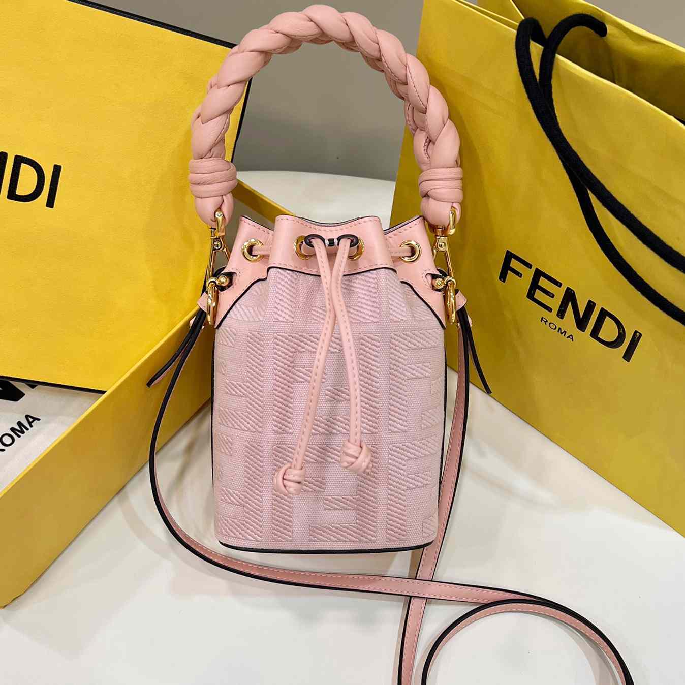 Fendi Mon Tresor Pink FF Canvas Mini-Bag (12×18×10cm)   - DopestKickz