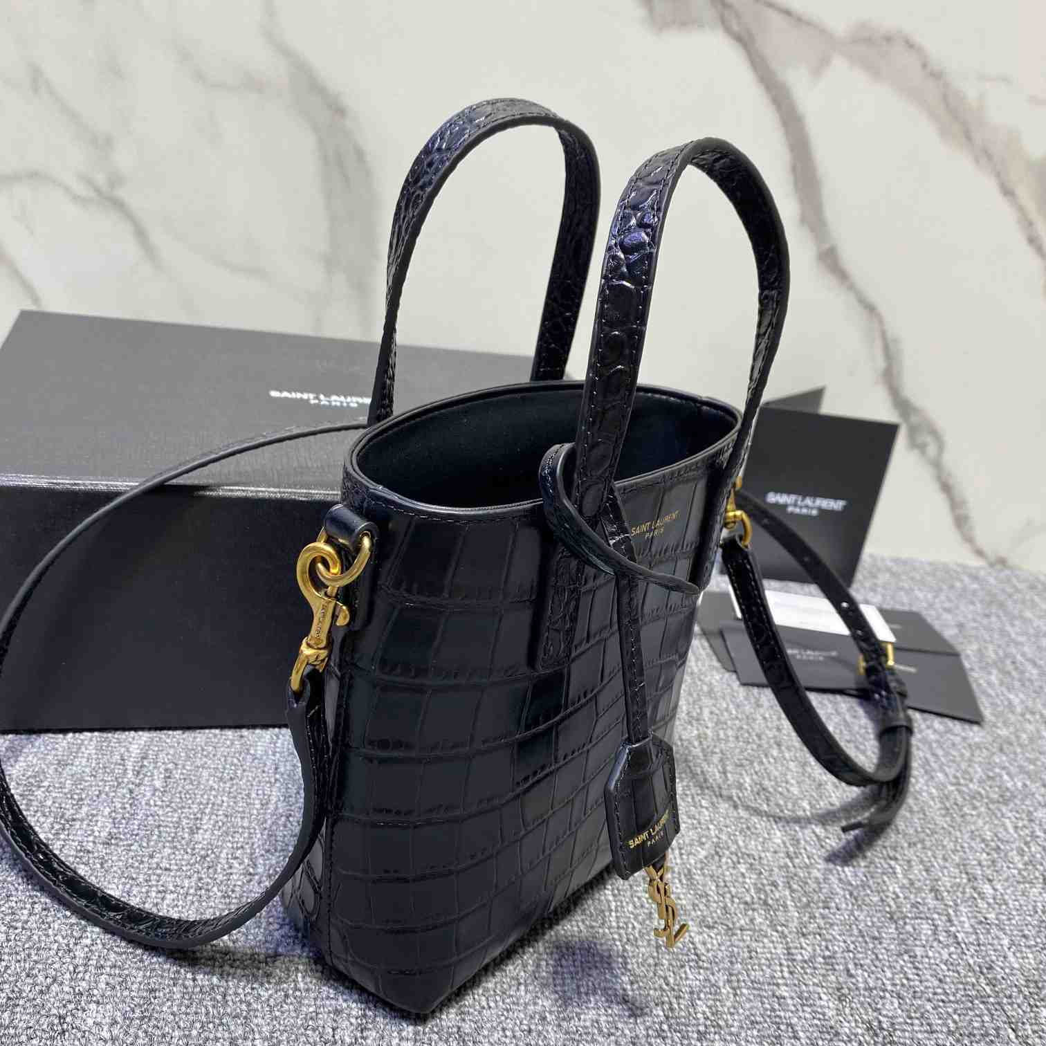Saint Laurent Paris Mini Toy Shopping In Crocodile-Embossed Leather  - DopestKickz