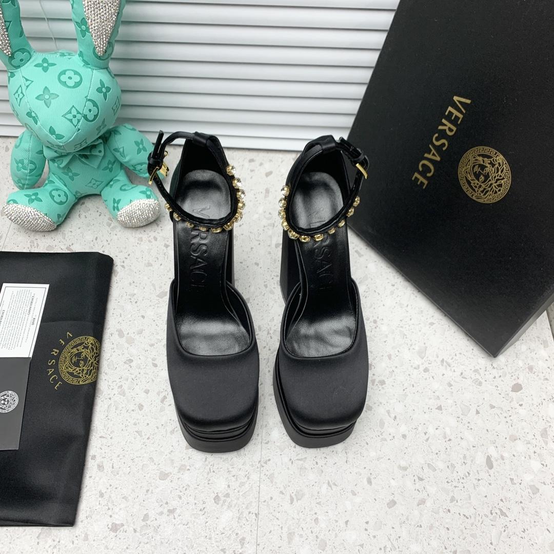 Versace Medusa Aevitas Satin Platform Pumps - DopestKickz