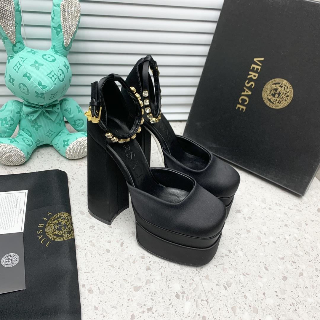 Versace Medusa Aevitas Satin Platform Pumps - DopestKickz