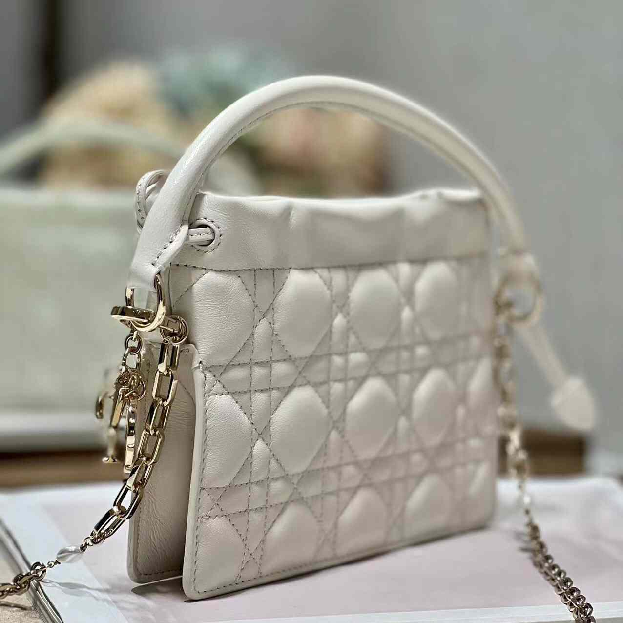Dior Lady Dior Handle Drawstring Mini Bag - DopestKickz