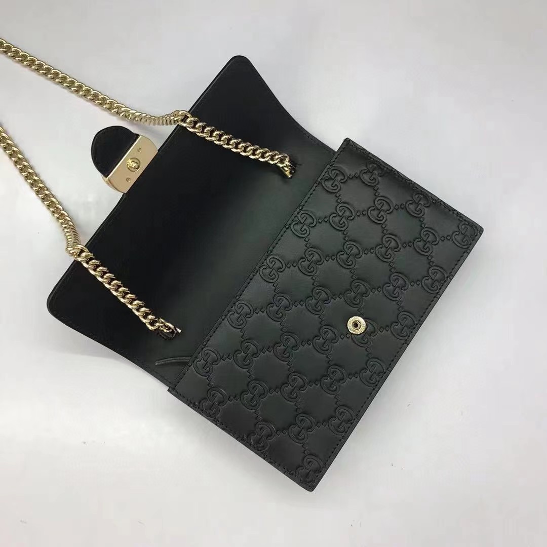 Gucci Guccissima Icon Chain Wallet Black(20-13-6cm) - DopestKickz