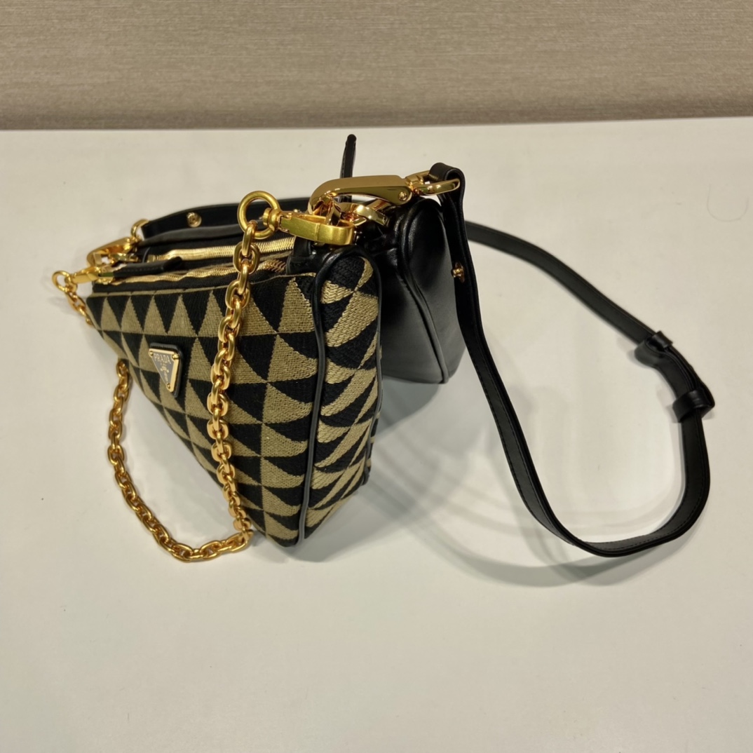 Prada Symbole Leather And Fabric Mini Bag(23-25-5cm) - DopestKickz