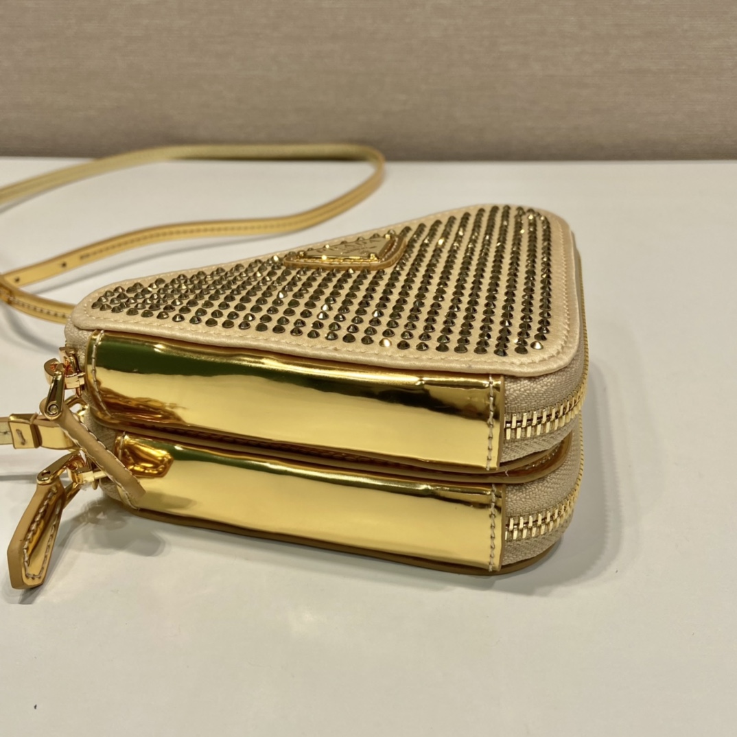 Prada Embellished Satin And Leather Mini-Pouch - DopestKickz