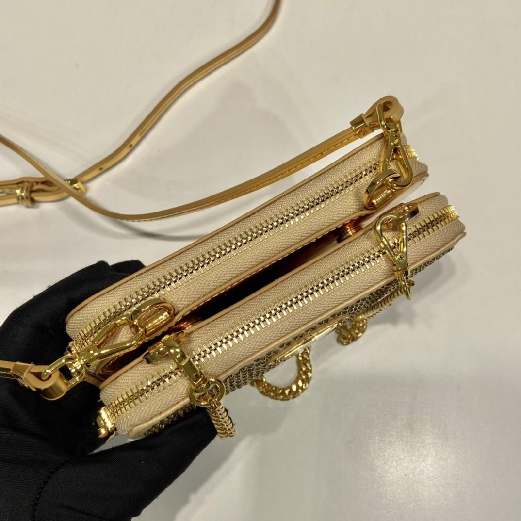 Prada Embellished Satin And Leather Mini-Pouch - DopestKickz