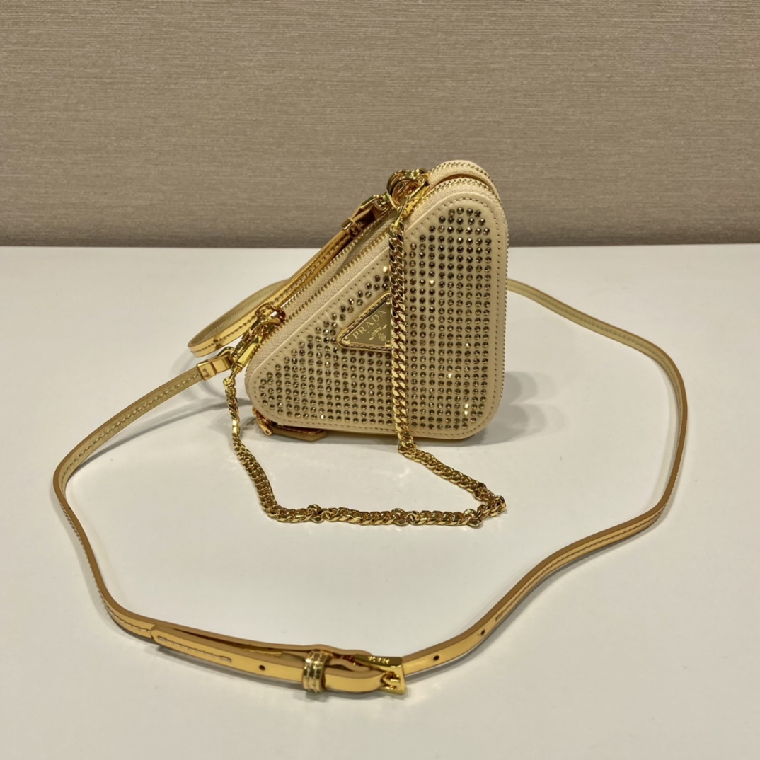 Prada Embellished Satin And Leather Mini-Pouch - DopestKickz