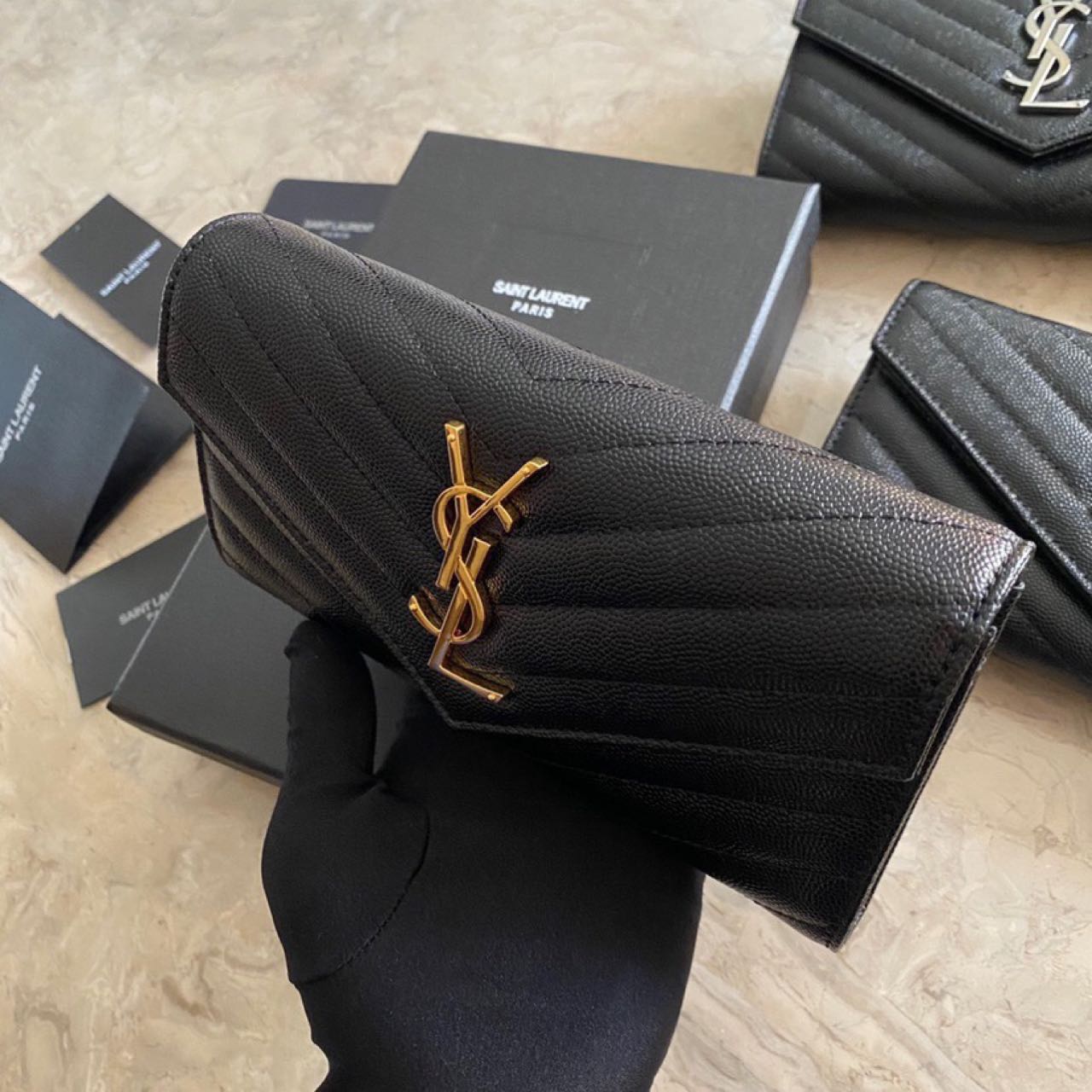 Saint Laurent Monogram Leather Wallet(19-11-3CM) - DopestKickz
