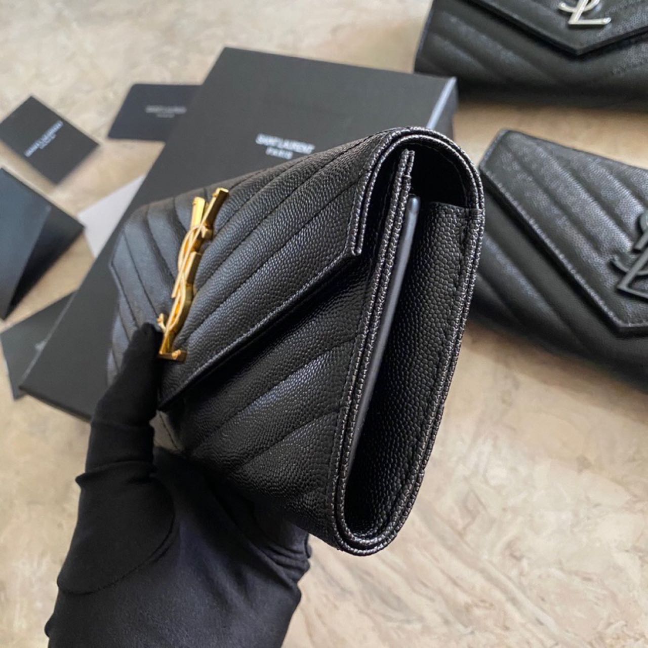 Saint Laurent Monogram Leather Wallet(19-11-3CM) - DopestKickz