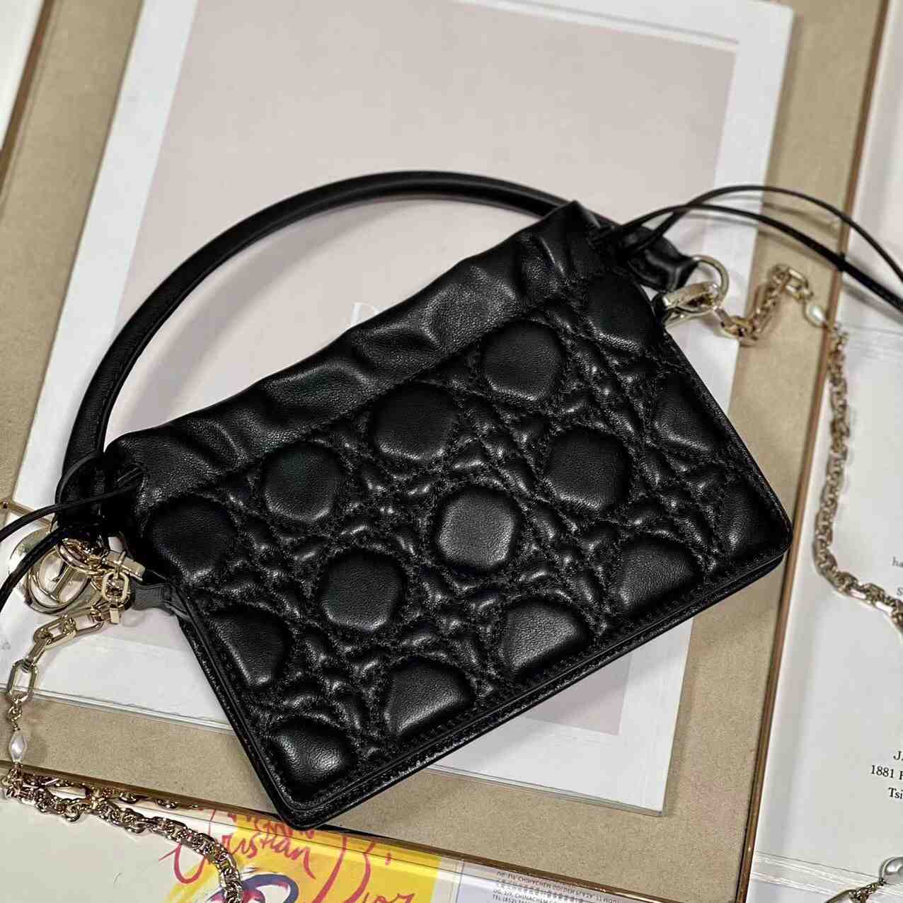 Dior Lady Dior Top Handle Drawstring Mini Bag - DopestKickz