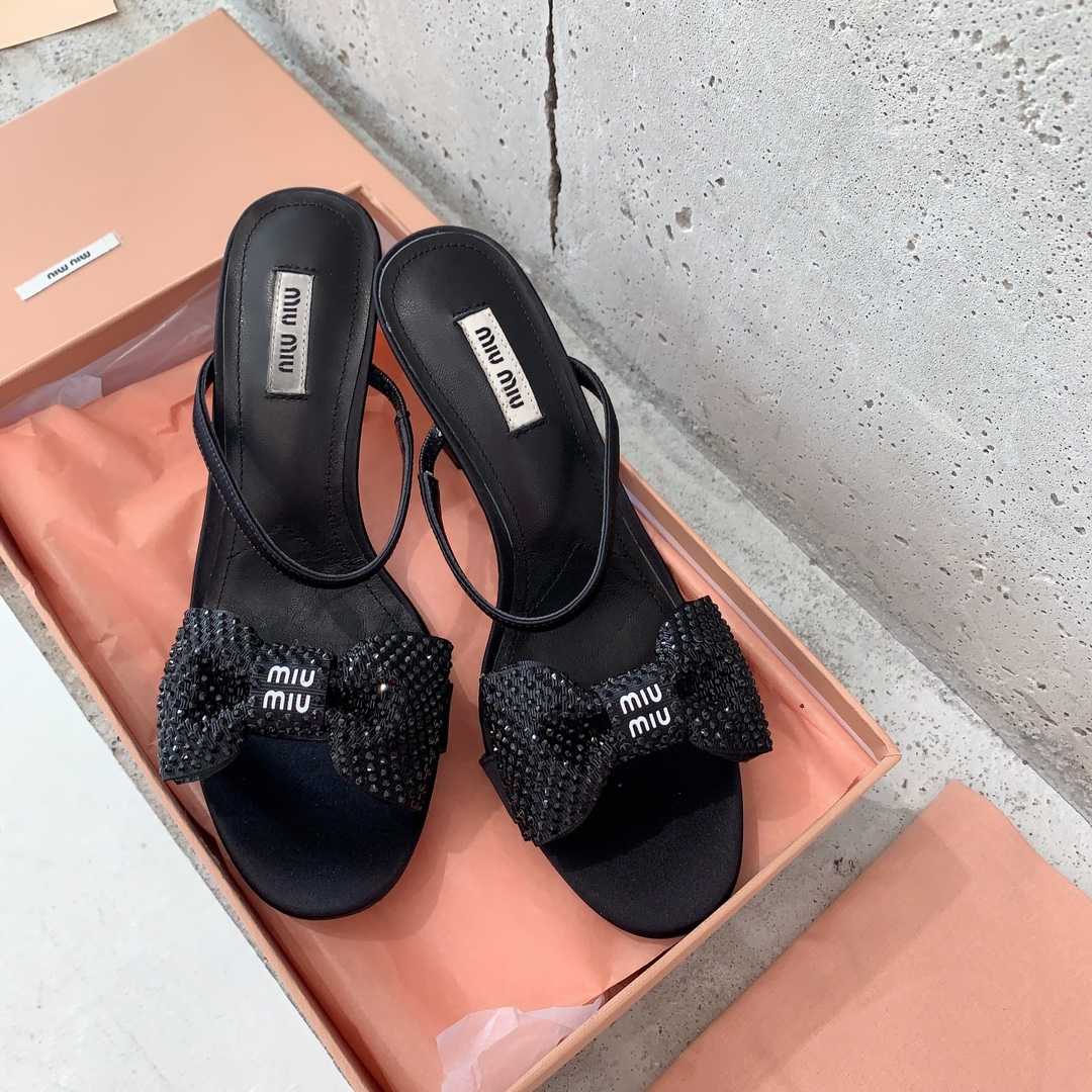 Miu Miu Satin Bow Sandals - DopestKickz
