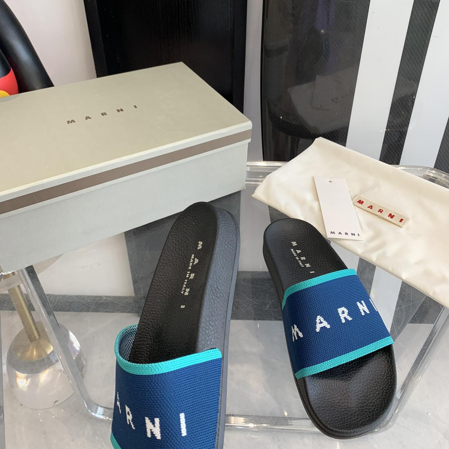 Marni Blue Logo Jacquard Rubber Slide - DopestKickz