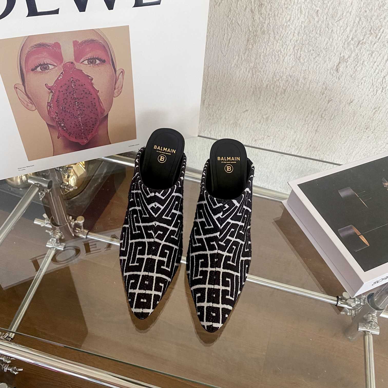 Balmain Monogram-Print Heeled Mules - DopestKickz