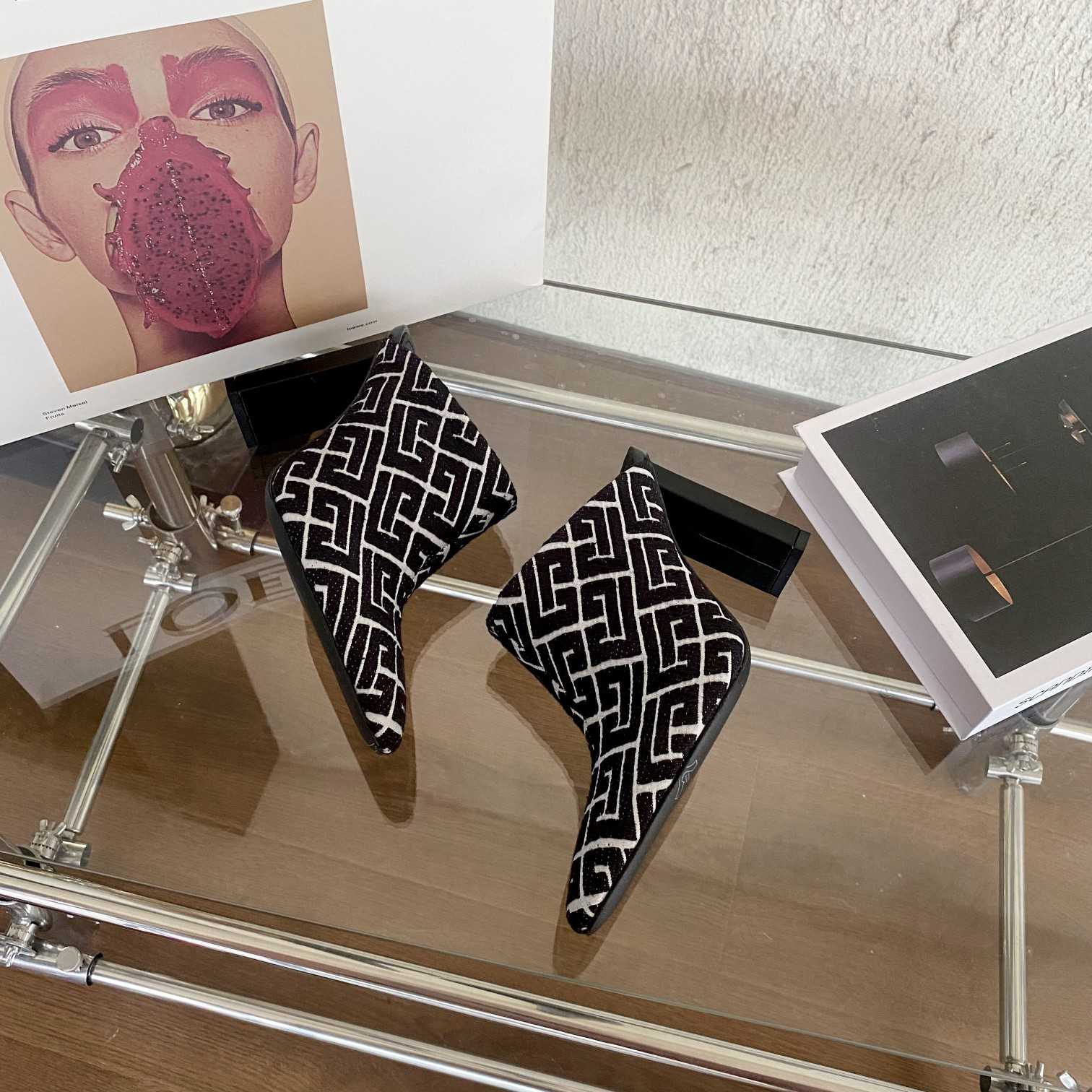 Balmain Monogram-Print Heeled Mules - DopestKickz