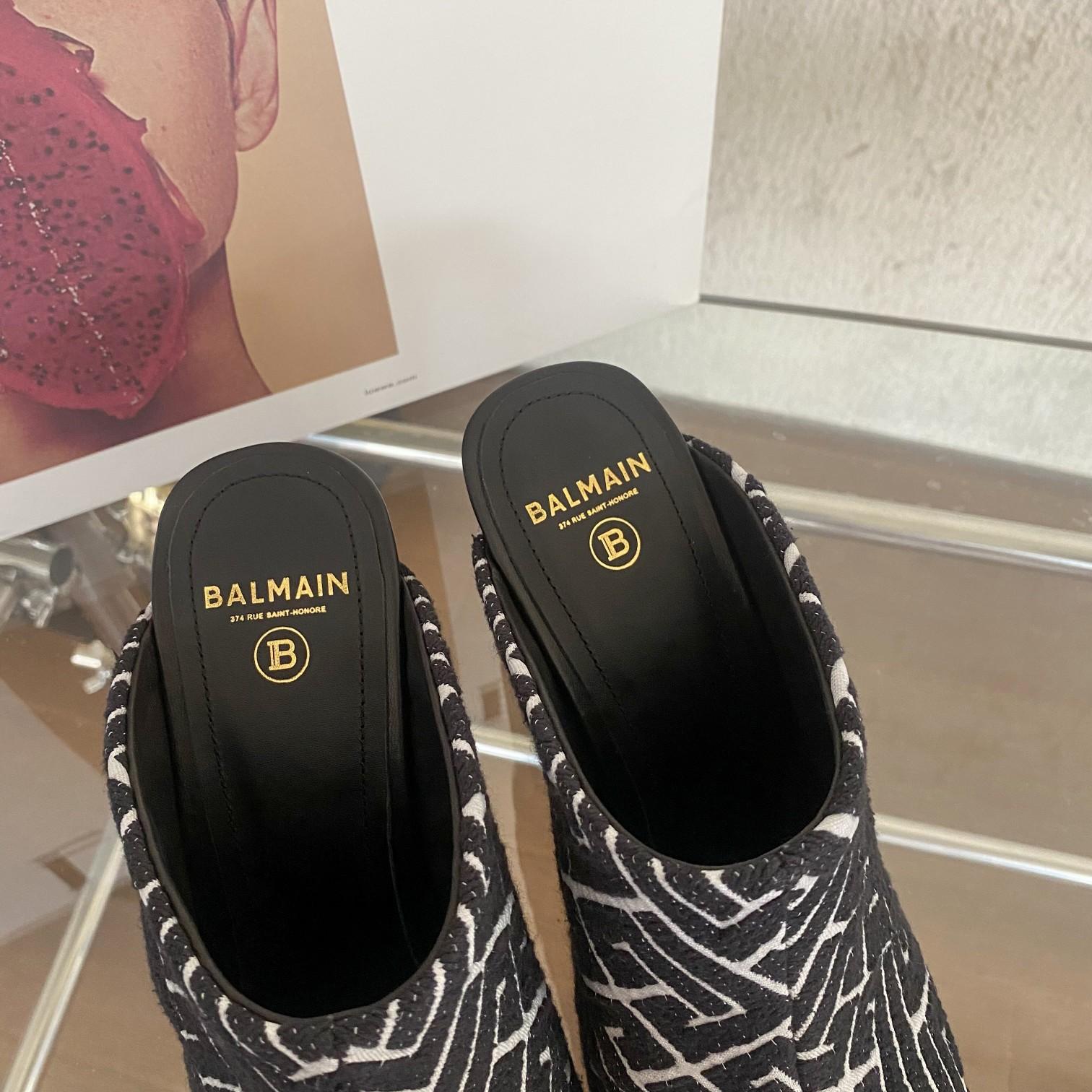 Balmain Monogram-Print Heeled Mules - DopestKickz