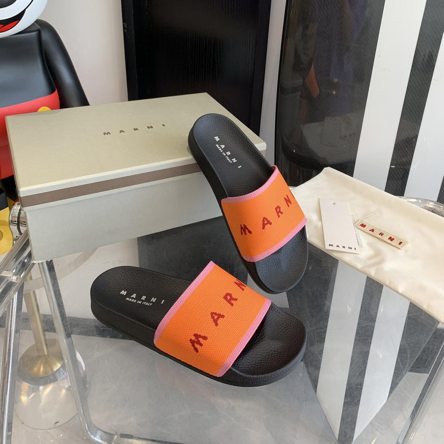 Marni Orange Logo Jacquard Rubber Slide - DopestKickz