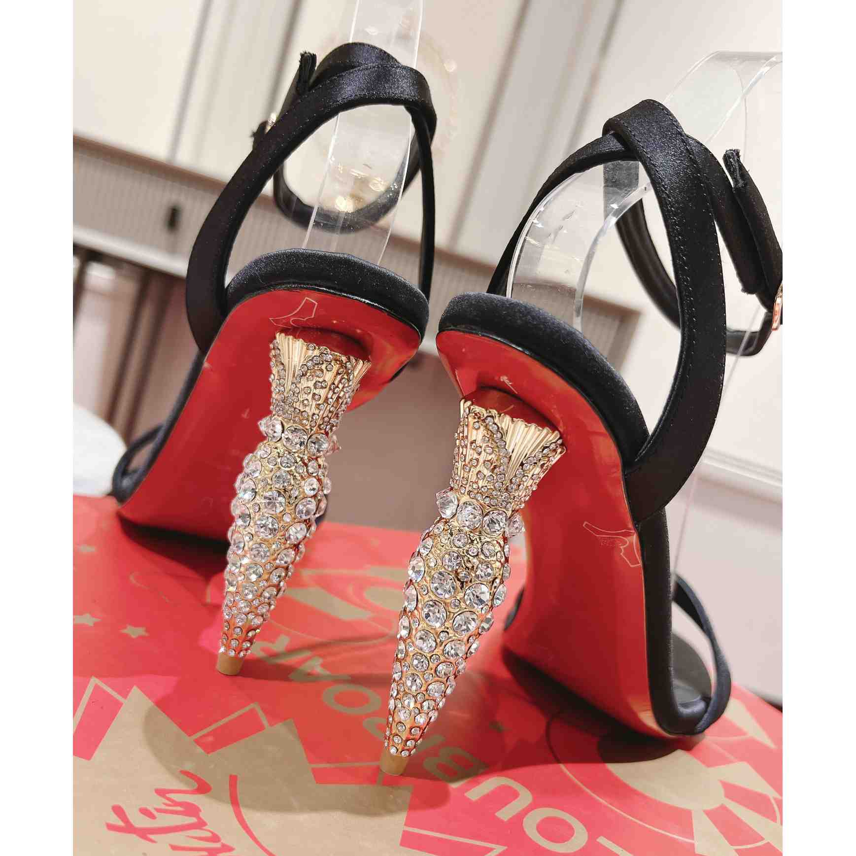 Christian Louboutin Lipstrass Queen Red Sole Ankle-Strap Sandals - DopestKickz