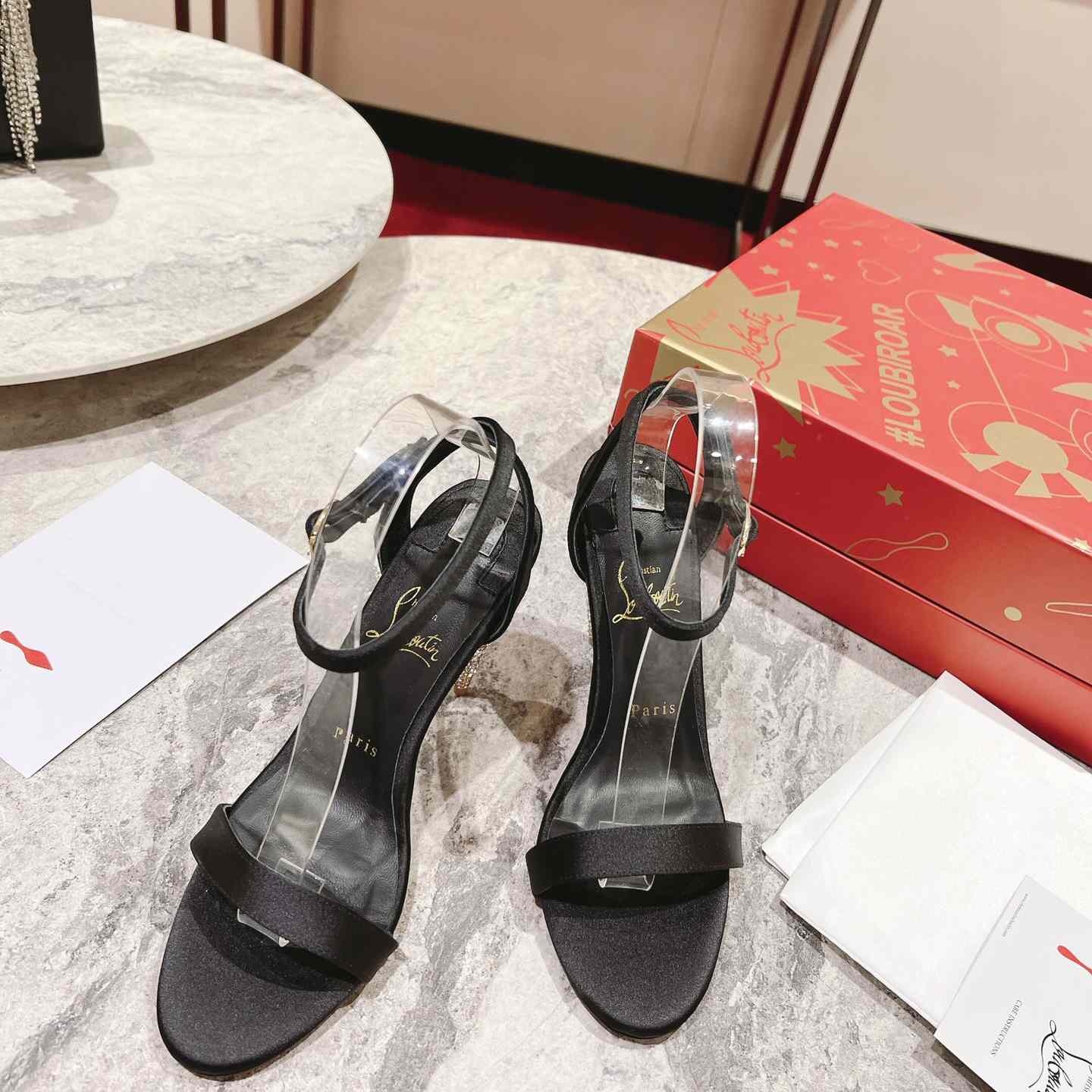 Christian Louboutin Lipstrass Queen Red Sole Ankle-Strap Sandals - DopestKickz