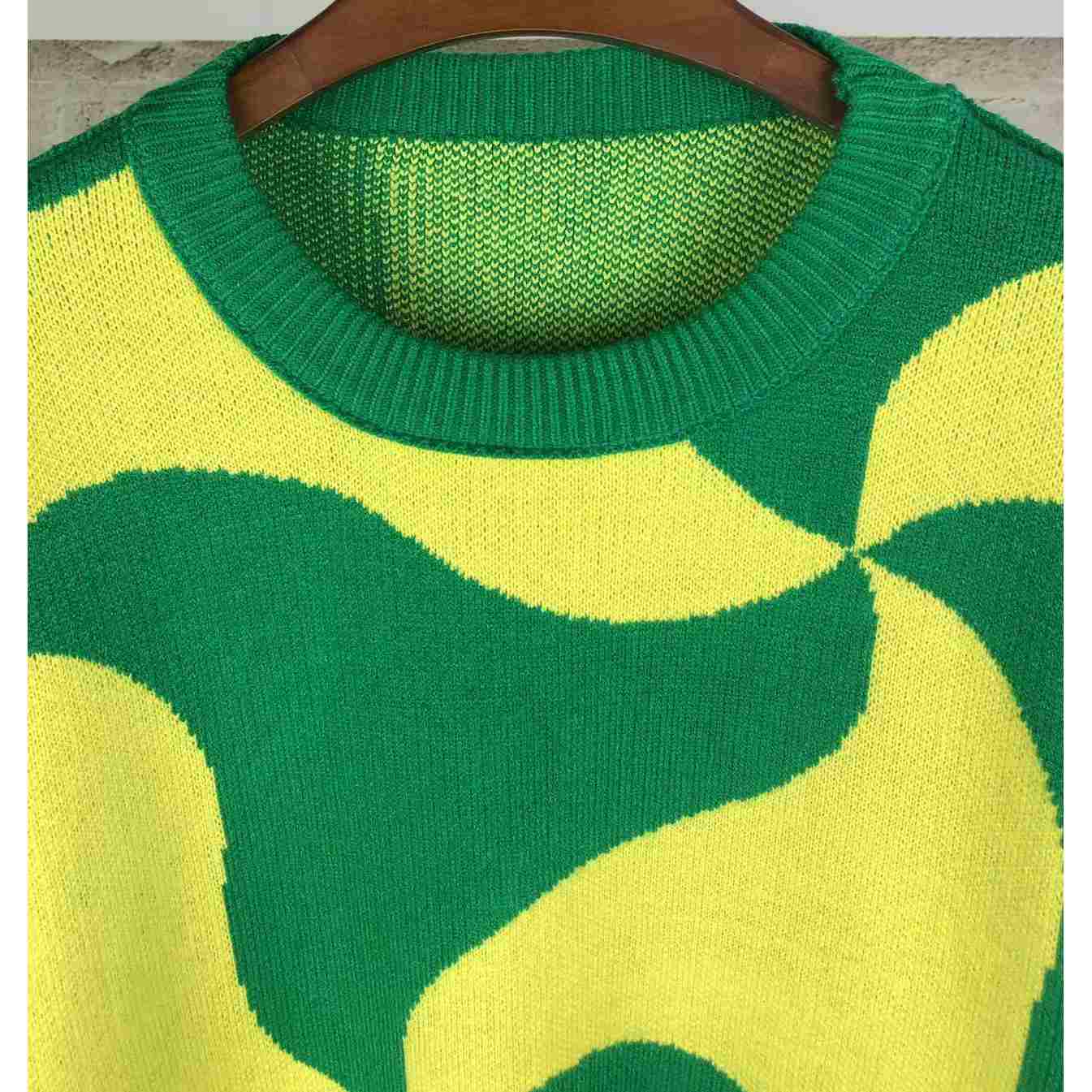 Bottega Veneta Heavyweight Wool Jacquard Wavy Triangle Sweater - DopestKickz