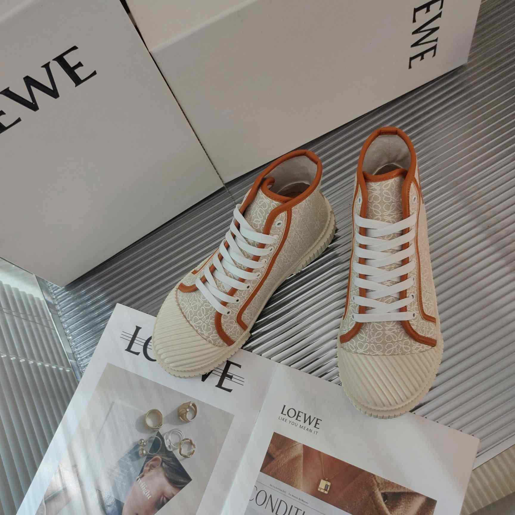Loewe Anagram High Top Sneaker In Canvas - DopestKickz
