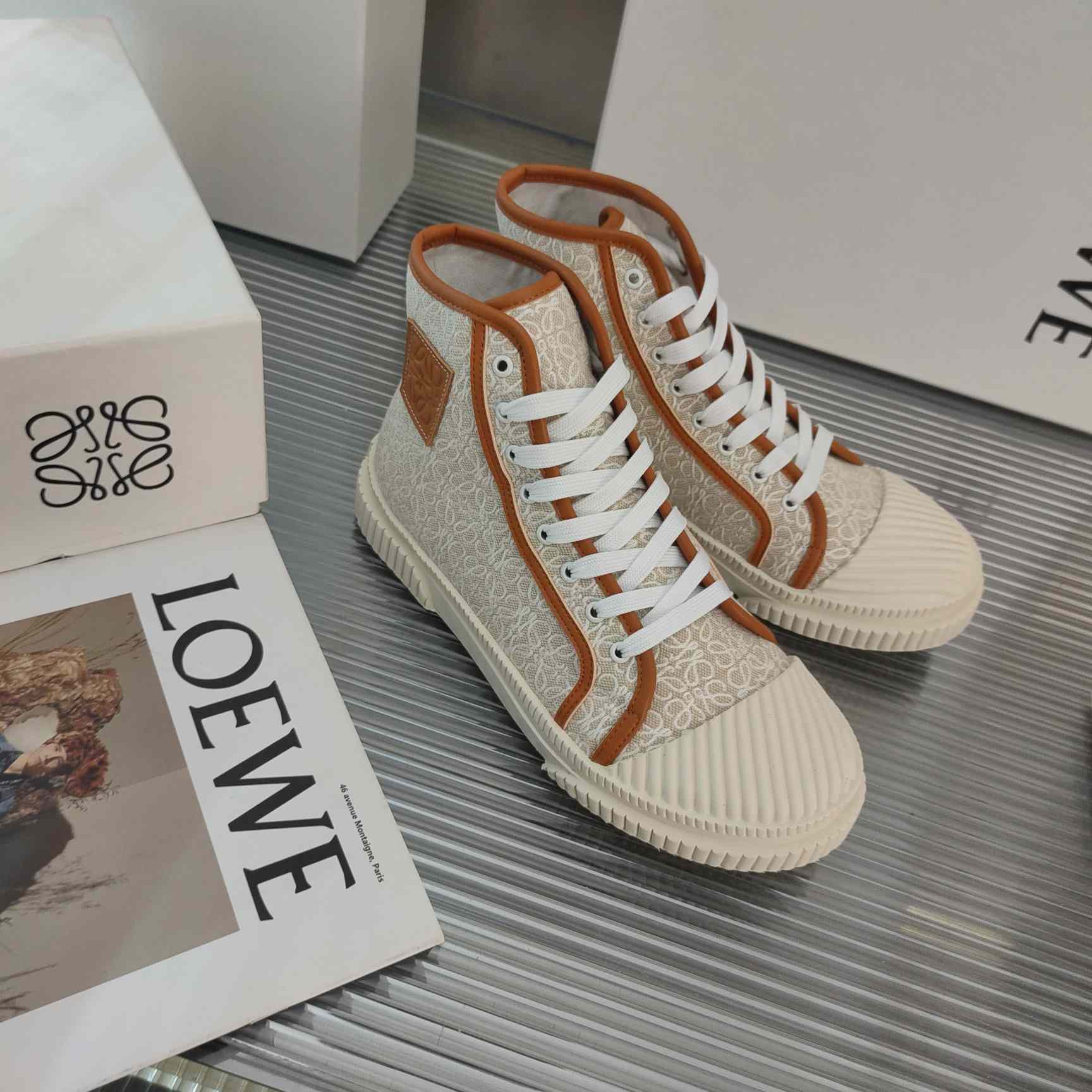 Loewe Anagram High Top Sneaker In Canvas - DopestKickz