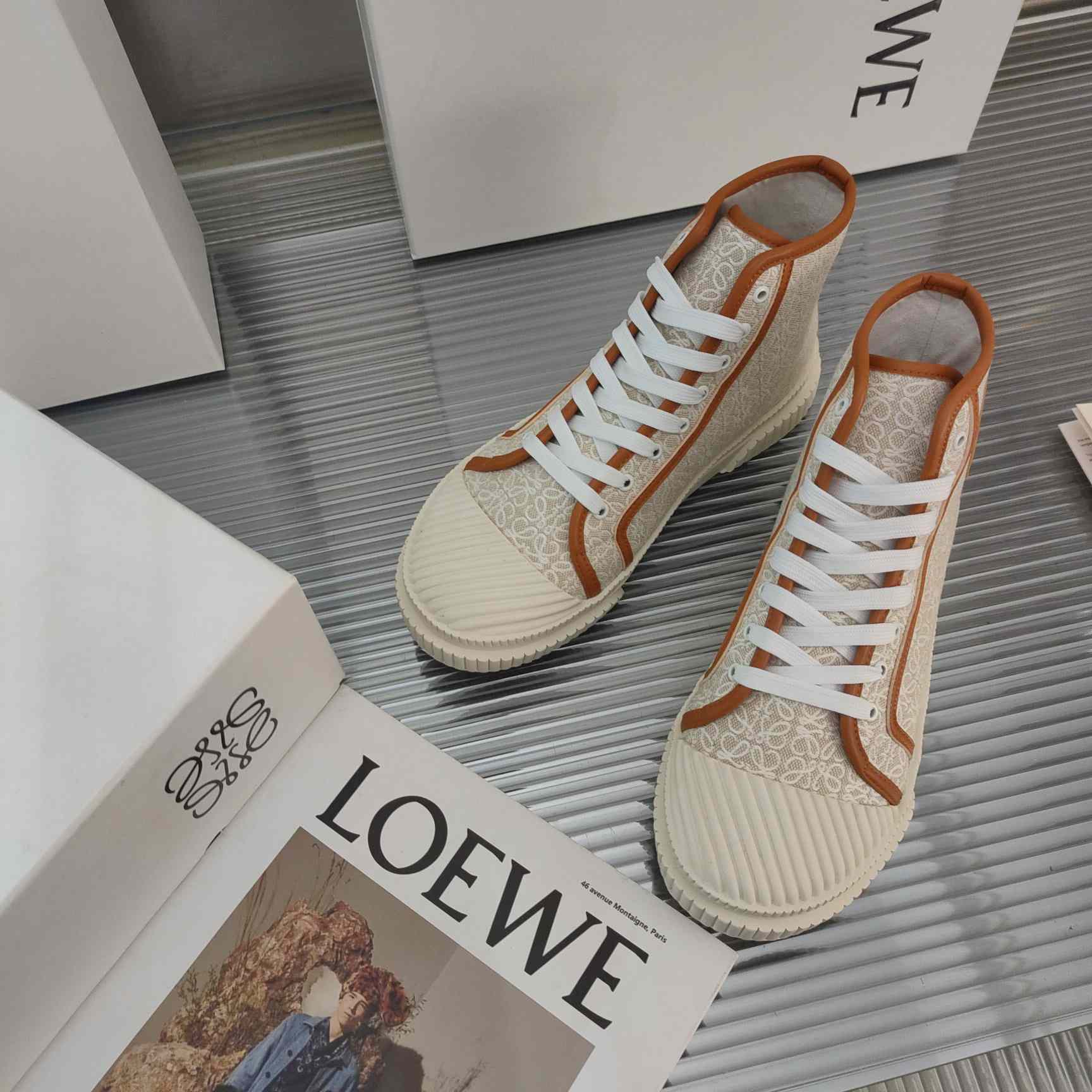 Loewe Anagram High Top Sneaker In Canvas - DopestKickz