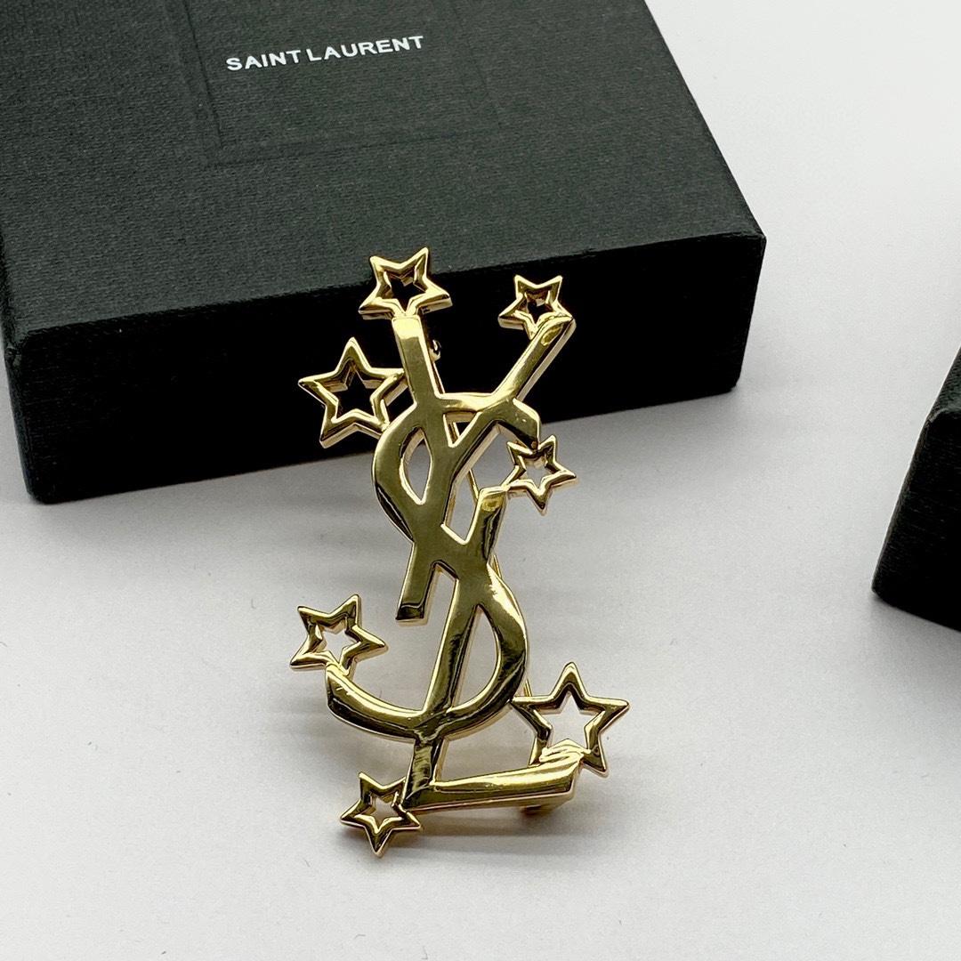 Saint Laurent YSL Logo Brooch - DopestKickz