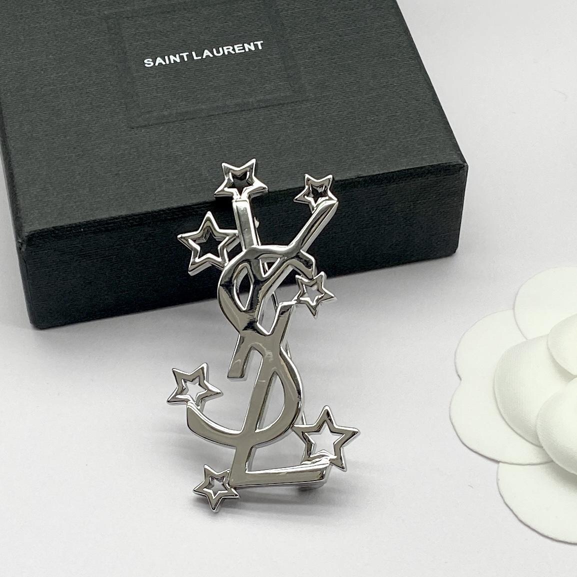 Saint Laurent YSL Logo Brooch - DopestKickz