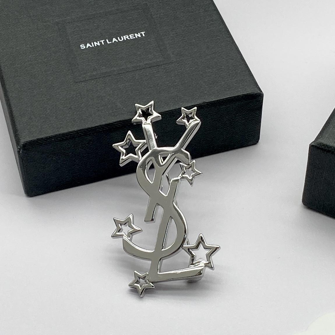 Saint Laurent YSL Logo Brooch - DopestKickz